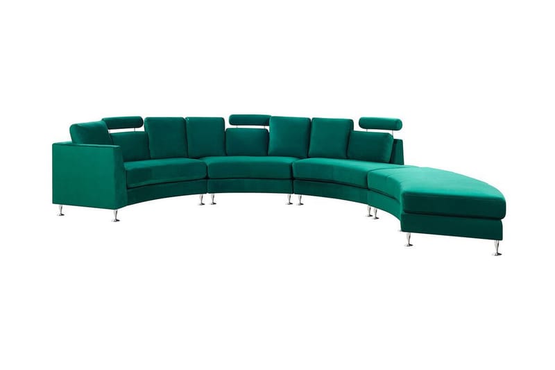 Rotunde Chaiselongsofa - Velour/Mørkegrøn - Sofa med chaiselong
