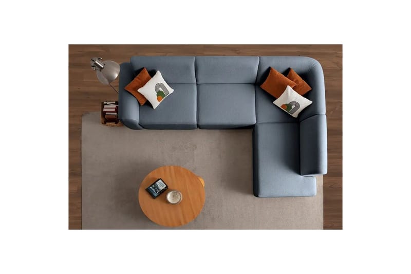 Rynvar Sofa med chaiselong 4-personers - Blå - Møbler - Sofaer - Modulsofaer - Komplet modulsofa