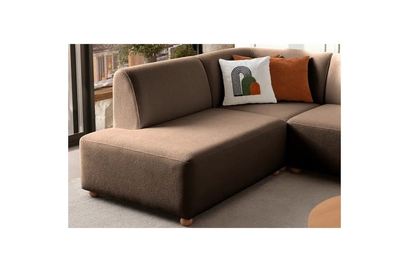 Rynvar Sofa med chaiselong 4-personers - Brun - Møbler - Sofaer - Modulsofaer - Komplet modulsofa