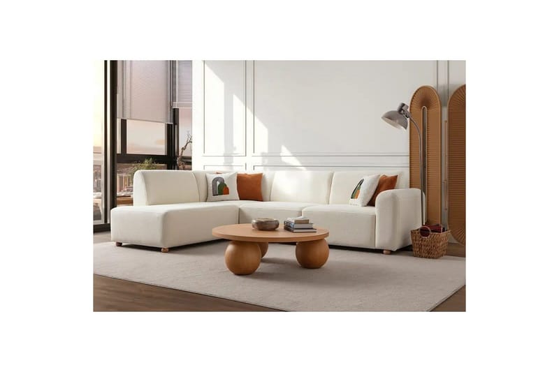 Rynvar Sofa med chaiselong 4-personers - Hvid - Møbler - Sofaer - Modulsofaer - Komplet modulsofa