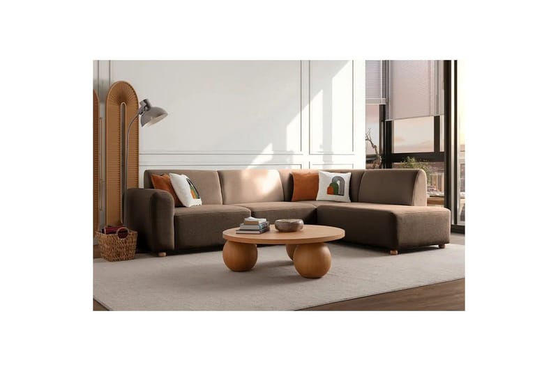 Rynvar Sofa med chaiselong 4-personers - Brun - Møbler - Sofaer - Modulsofaer - Komplet modulsofa