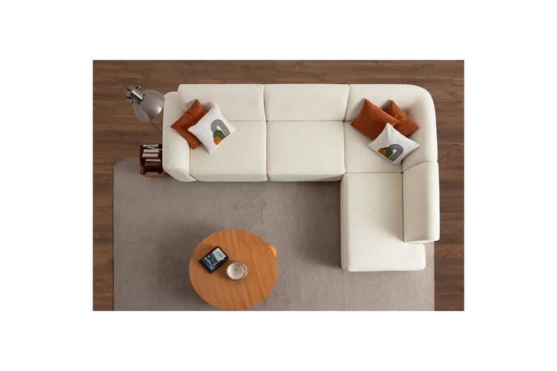 Rynvar Sofa med chaiselong 4-personers - Hvid - Møbler - Sofaer - Modulsofaer - Komplet modulsofa