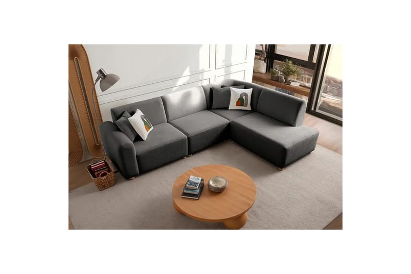 Rynvar Sofa med chaiselong 4-personers - Antracit - Møbler - Sofaer - Sofa med chaiselong