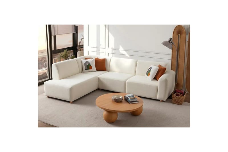 Rynvar Sofa med chaiselong 4-personers - Hvid - Møbler - Sofaer - Sofa med chaiselong