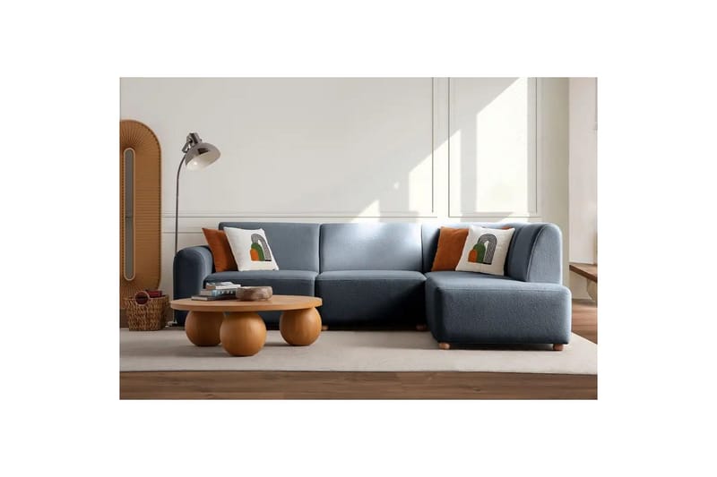 Rynvar Sofa med chaiselong 4-personers - Blå - Møbler - Sofaer - Sofa med chaiselong