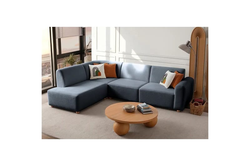Rynvar Sofa med chaiselong 4-personers - Blå - Møbler - Sofaer - Sofa med chaiselong
