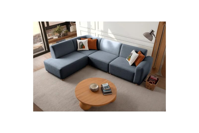 Rynvar Sofa med chaiselong 4-personers - Blå - Møbler - Sofaer - Sofa med chaiselong
