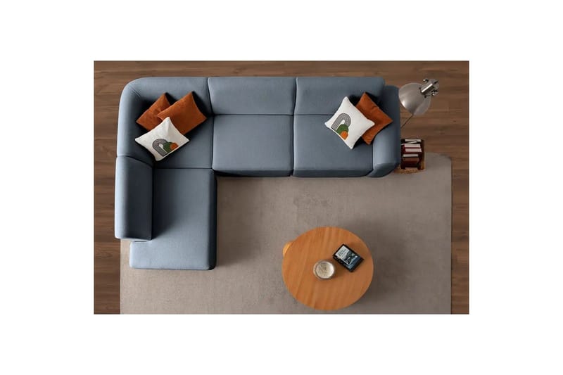 Rynvar Sofa med chaiselong 4-personers - Blå - Møbler - Sofaer - Modulsofaer - Komplet modulsofa
