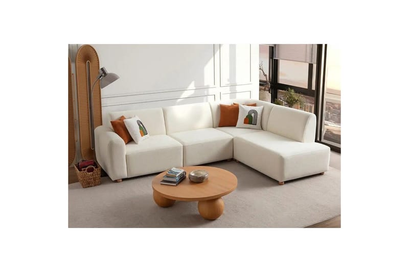 Rynvar Sofa med chaiselong 4-personers - Hvid - Møbler - Sofaer - Modulsofaer - Komplet modulsofa