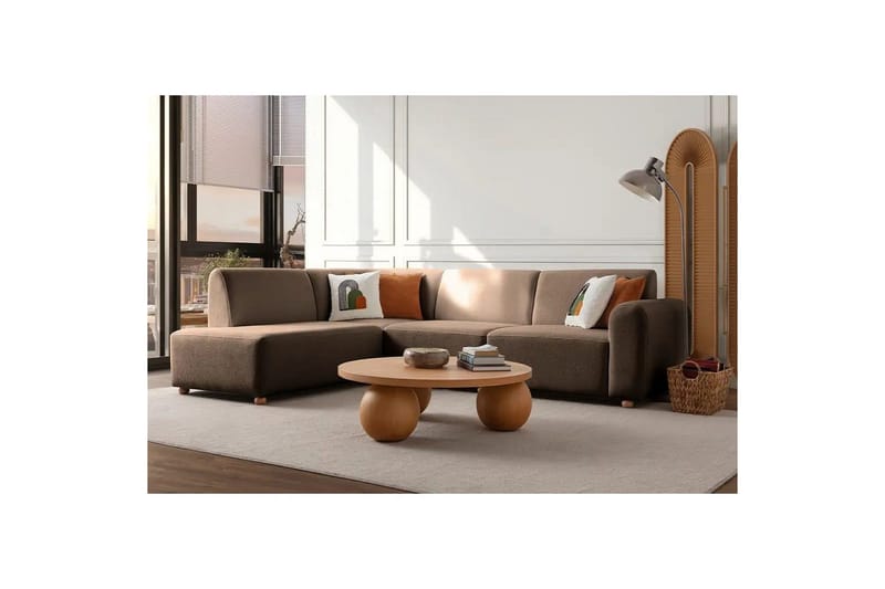 Rynvar Sofa med chaiselong 4-personers - Brun - Møbler - Sofaer - Modulsofaer - Komplet modulsofa