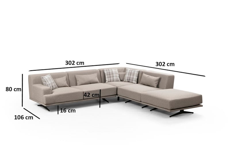 Sanroman Chaiselongsofa - Beige - Møbler - Sofaer - Sofa med chaiselong