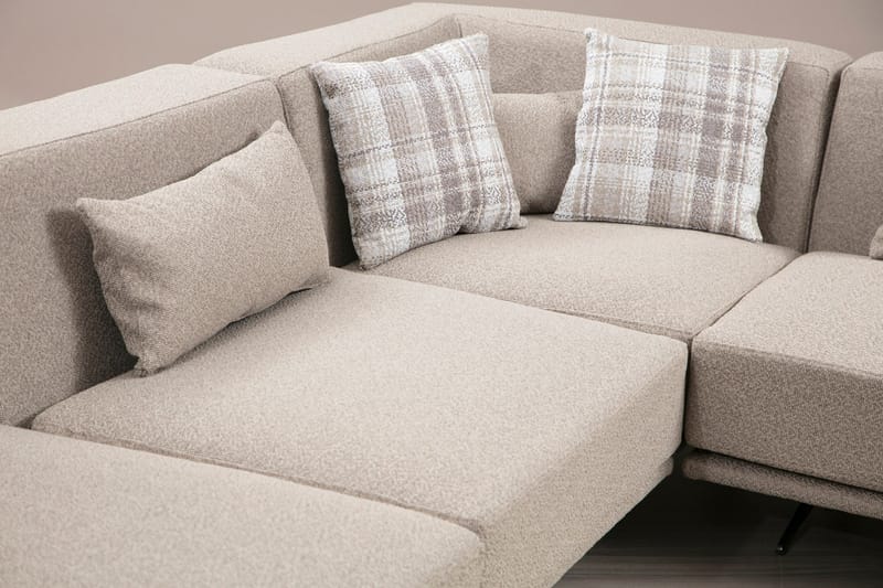Sanroman Venstrevendt L-formet Sofa med Chaiselong 302 cm i Stof - Beige - Møbler - Sofaer - Sofa med chaiselong