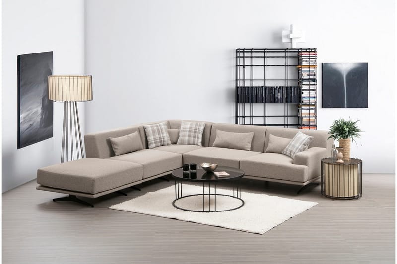 Sanroman Venstrevendt L-formet Sofa med Chaiselong 302 cm i Stof - Beige - Møbler - Sofaer - Sofa med chaiselong