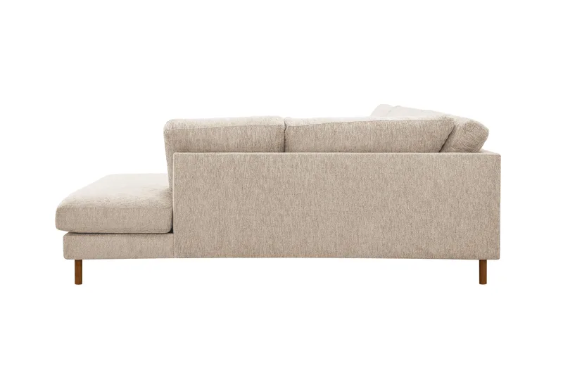 Scandi Dyb 4-personers sofa med højrevendt chaiselong i chenille - Beige - Møbler - Sofaer - Sofa med chaiselong