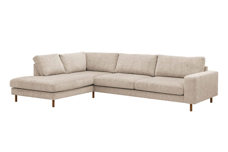 Scandi Dyb 4-personers sofa med venstrevendt chaiselong i chenille - Beige - Møbler - Sofaer - Sofa med chaiselong