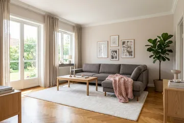 Scandi Dyb 4-personers sofa med højrevendt chaiselong i chenille - Grå - Møbler - Sofaer - Sofa med chaiselong