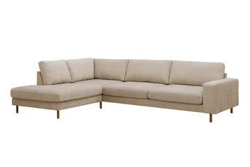 Scandi Dyb 4-personers sofa med venstrevendt chaiselong i stof - Beige - Møbler - Sofaer - Sofa med chaiselong