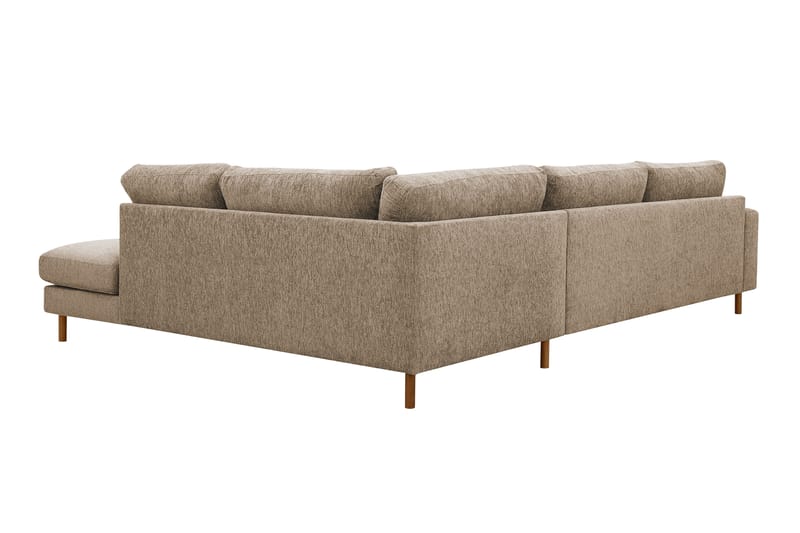 Scandi Dyb 4-personers sofa med højrevendt chaiselong i chenille - Mørk beige - Møbler - Sofaer - Sofa med chaiselong
