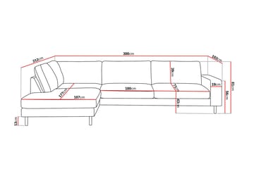 Scandi Dyb 4-personers sofa med venstrevendt chaiselong i Jernbanefløjl - Beige - Møbler - Sofaer - Sofa med chaiselong
