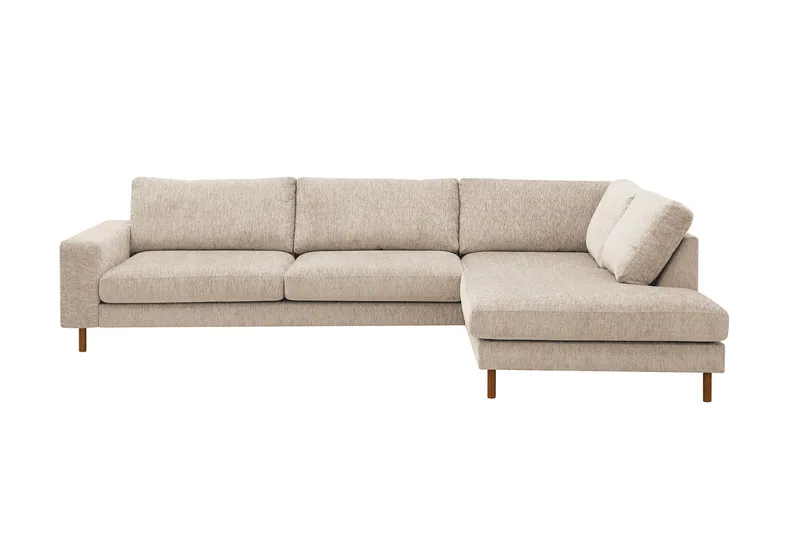 Scandi Dyb 4-personers sofa med højrevendt chaiselong i chenille, Beige