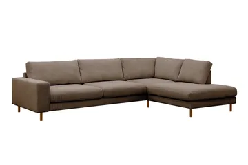 Scandi Dyb 4-personers sofa med højrevendt chaiselong i Jernbanefløjl - Brun - Møbler - Sofaer - Sofa med chaiselong