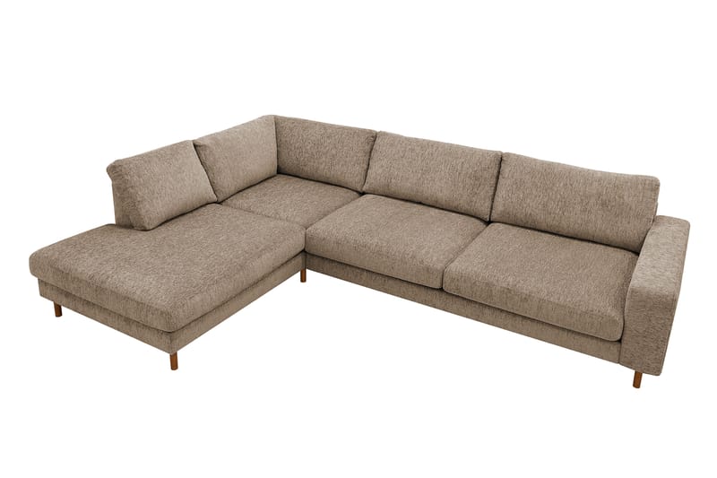 Scandi Dyb 4-personers sofa med venstrevendt chaiselong i chenille - Mørk beige - Møbler - Sofaer - Sofa med chaiselong