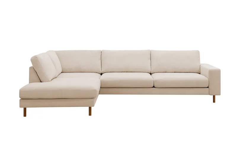 Scandi Dyb 4-personers sofa med venstrevendt chaiselong i Jernbanefløjl, Beige