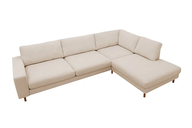 Scandi Dyb 4-personers sofa med højrevendt chaiselong i Jernbanefløjl - Beige - Møbler - Sofaer - Sofa med chaiselong