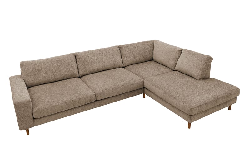 Scandi Dyb 4-personers sofa med højrevendt chaiselong i chenille - Mørk beige - Møbler - Sofaer - Sofa med chaiselong