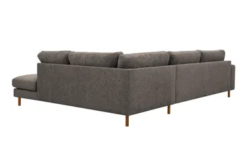 Scandi Dyb 4-personers sofa med højrevendt chaiselong i chenille - Grå - Møbler - Sofaer - Sofa med chaiselong