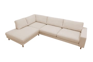 Scandi Dyb 4-personers sofa med venstrevendt chaiselong i Jernbanefløjl - Beige - Møbler - Sofaer - Sofa med chaiselong