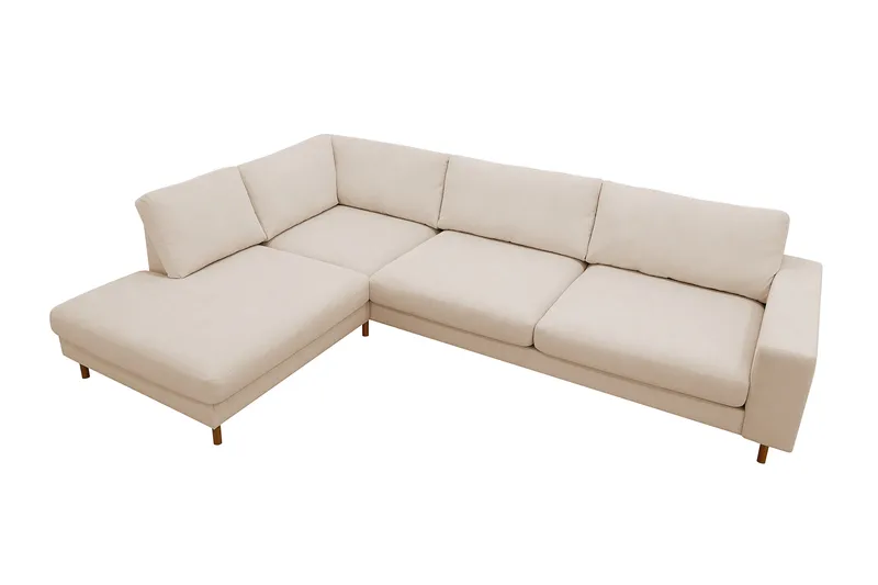 Scandi Dyb 4-personers sofa med venstrevendt chaiselong i Jernbanefløjl - Beige - Møbler - Sofaer - Sofa med chaiselong