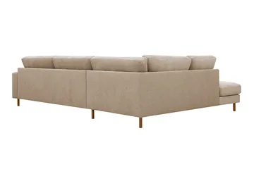 Scandi Dyb 4-personers sofa med venstrevendt chaiselong i stof - Beige - Møbler - Sofaer - Sofa med chaiselong