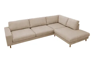 Scandi Dyb 4-personers sofa med højrevendt chaiselong i stof - Beige - Møbler - Sofaer - Sofa med chaiselong