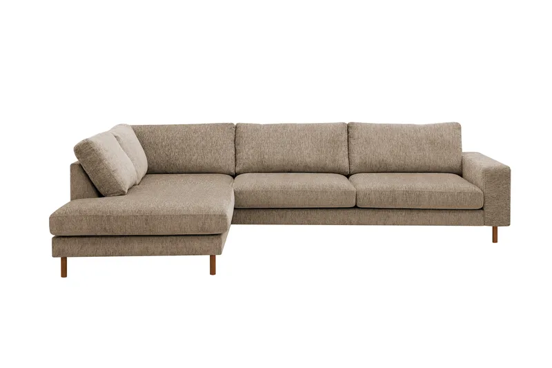 Scandi Dyb 4-personers sofa med venstrevendt chaiselong i chenille, Mørk beige