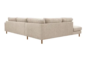 Scandi Dyb 4-personers sofa med venstrevendt chaiselong i chenille - Beige - Møbler - Sofaer - Sofa med chaiselong