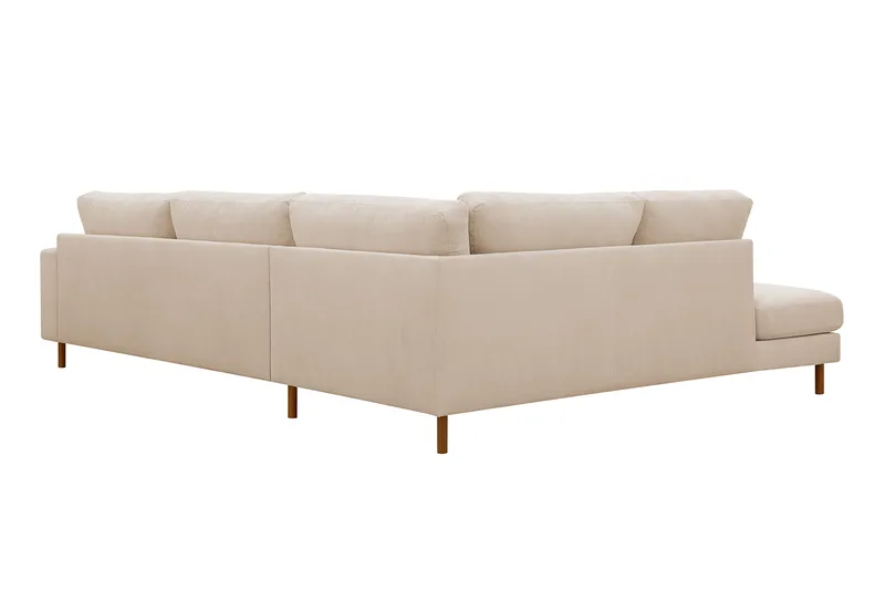 Scandi Dyb 4-personers sofa med venstrevendt chaiselong i Jernbanefløjl - Beige - Møbler - Sofaer - Sofa med chaiselong