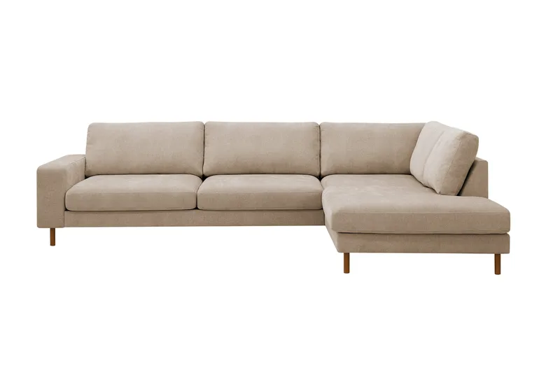 Scandi Dyb 4-personers sofa med højrevendt chaiselong i stof, Beige