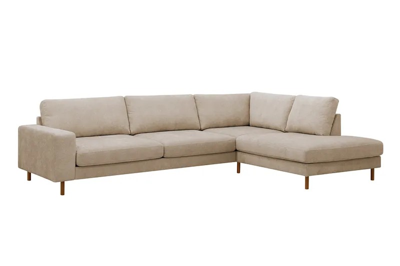 Scandi Dyb 4-personers sofa med højrevendt chaiselong i stof - Beige - Møbler - Sofaer - Sofa med chaiselong