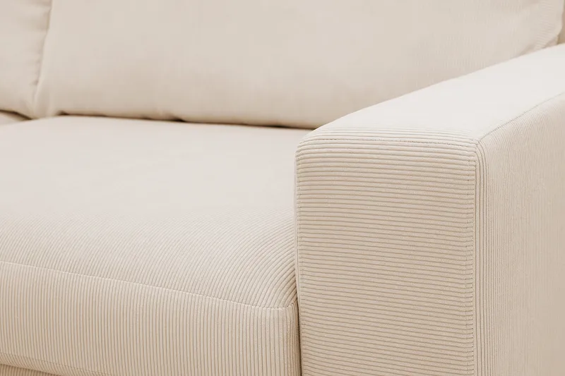 Scandi Dyb 4-personers sofa med venstrevendt chaiselong i Jernbanefløjl - Beige - Møbler - Sofaer - Sofa med chaiselong