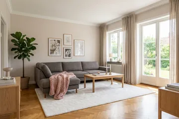 Scandi Dyb 4-personers sofa med venstrevendt chaiselong i chenille - Grå - Møbler - Sofaer - Sofa med chaiselong