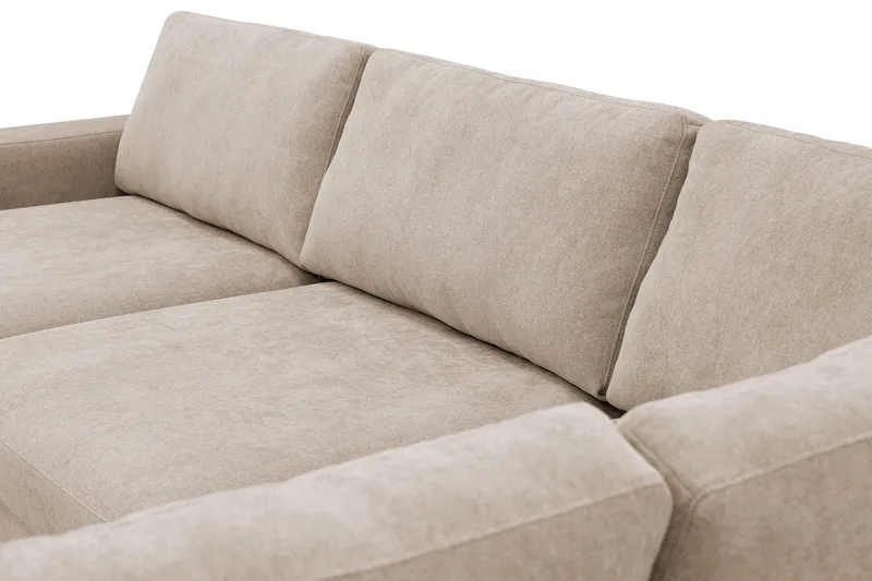 Scandi Dyb 4-personers sofa med højrevendt chaiselong i stof - Beige - Møbler - Sofaer - Sofa med chaiselong