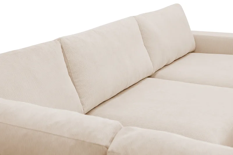 Scandi Dyb 4-personers sofa med venstrevendt chaiselong i Jernbanefløjl - Beige - Møbler - Sofaer - Sofa med chaiselong