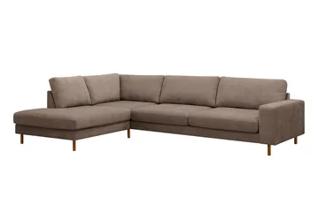 Scandi Dyb 4-personers sofa med venstrevendt chaiselong i stof - Mørkebrun - Møbler - Sofaer - Sofa med chaiselong