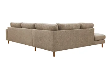 Scandi Dyb 4-personers sofa med venstrevendt chaiselong i chenille - Mørk beige - Møbler - Sofaer - Sofa med chaiselong