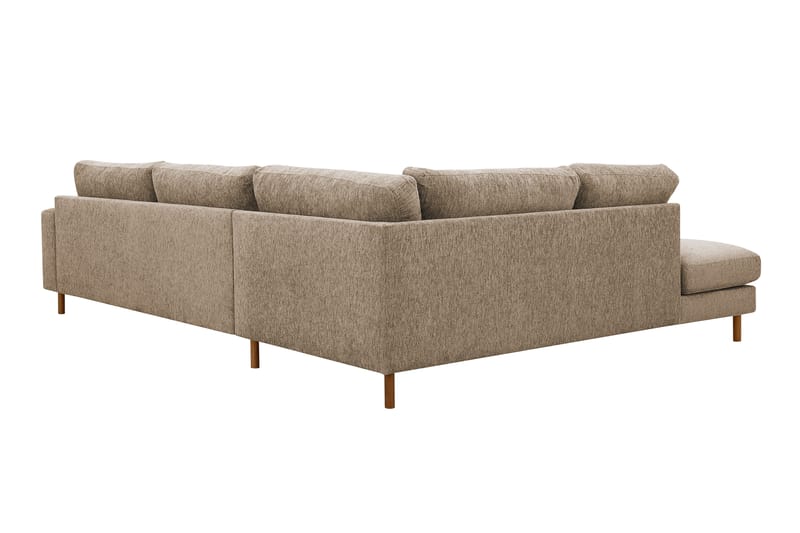 Scandi Dyb 4-personers sofa med venstrevendt chaiselong i chenille - Mørk beige - Møbler - Sofaer - Sofa med chaiselong