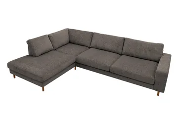 Scandi Dyb 4-personers sofa med venstrevendt chaiselong i chenille - Grå - Møbler - Sofaer - Sofa med chaiselong