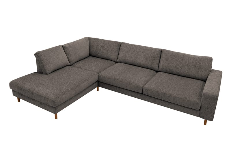 Scandi Dyb 4-personers sofa med venstrevendt chaiselong i chenille - Grå - Møbler - Sofaer - Sofa med chaiselong