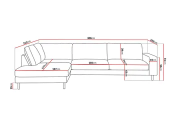 Scandi Dyb 4-personers sofa med venstrevendt chaiselong i stof - Mørkebrun - Møbler - Sofaer - Sofa med chaiselong