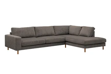 Scandi Dyb 4-personers sofa med højrevendt chaiselong i chenille - Grå - Møbler - Sofaer - Sofa med chaiselong